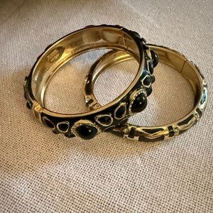 Sequin gray and black enamel hinged bangle bracelet 2 only 1 stamp but both are